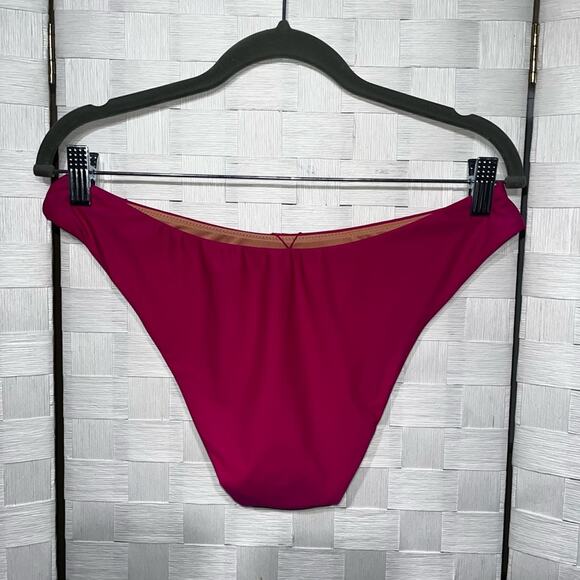 J. Crew Women's Cheeky Bikini Swim Bottom Size S Hot Pink Curved Waist Mid UPF - Picture 11 of 11
